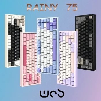 Wob Rainy 75 기계식 키보드, 알루미늄 럼프, RGB 무선 블루투스, 트라이 모드 개스킷 구조, 핫스왑 맞춤형 게이머 선물