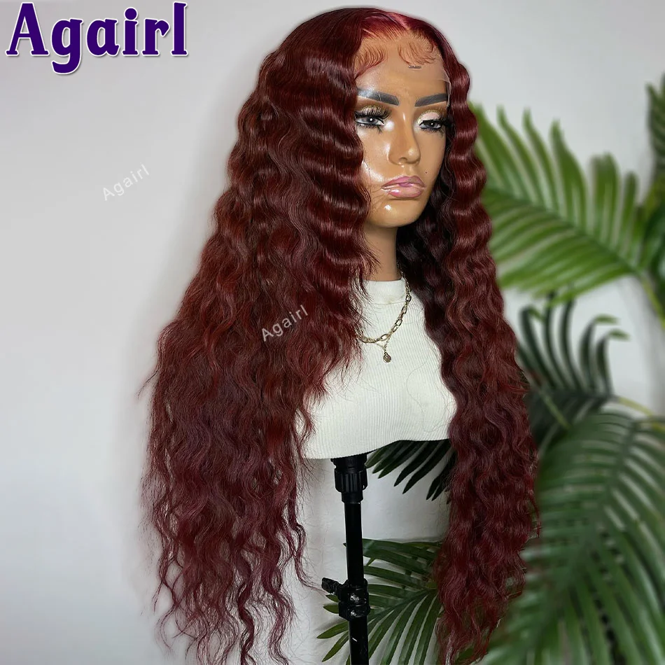 

13x6 13X4 Colored Lace Front Wigs Human Hair For Women Reddish Brown Loose Deep Wave Glueless 6X4 Closure Lace Wigs 200% Density