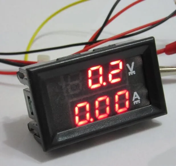 Digital Voltmeter Ammeter DC 100V 10A Amp Voltage Current Meter Tester 0.28 Inch Dual LED Display Panel with Connect Wires