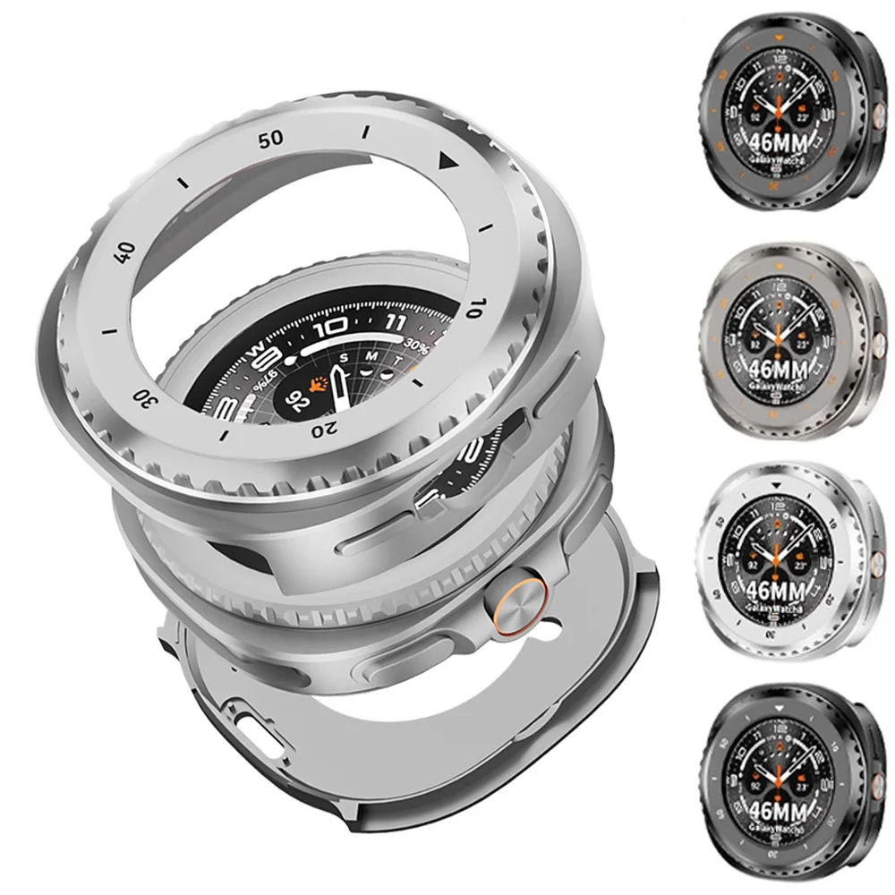 Premium Alloy Protective Cover for Galaxy Watch 8 Classic - Scratch-Resistant Hard Frame with Time Scale