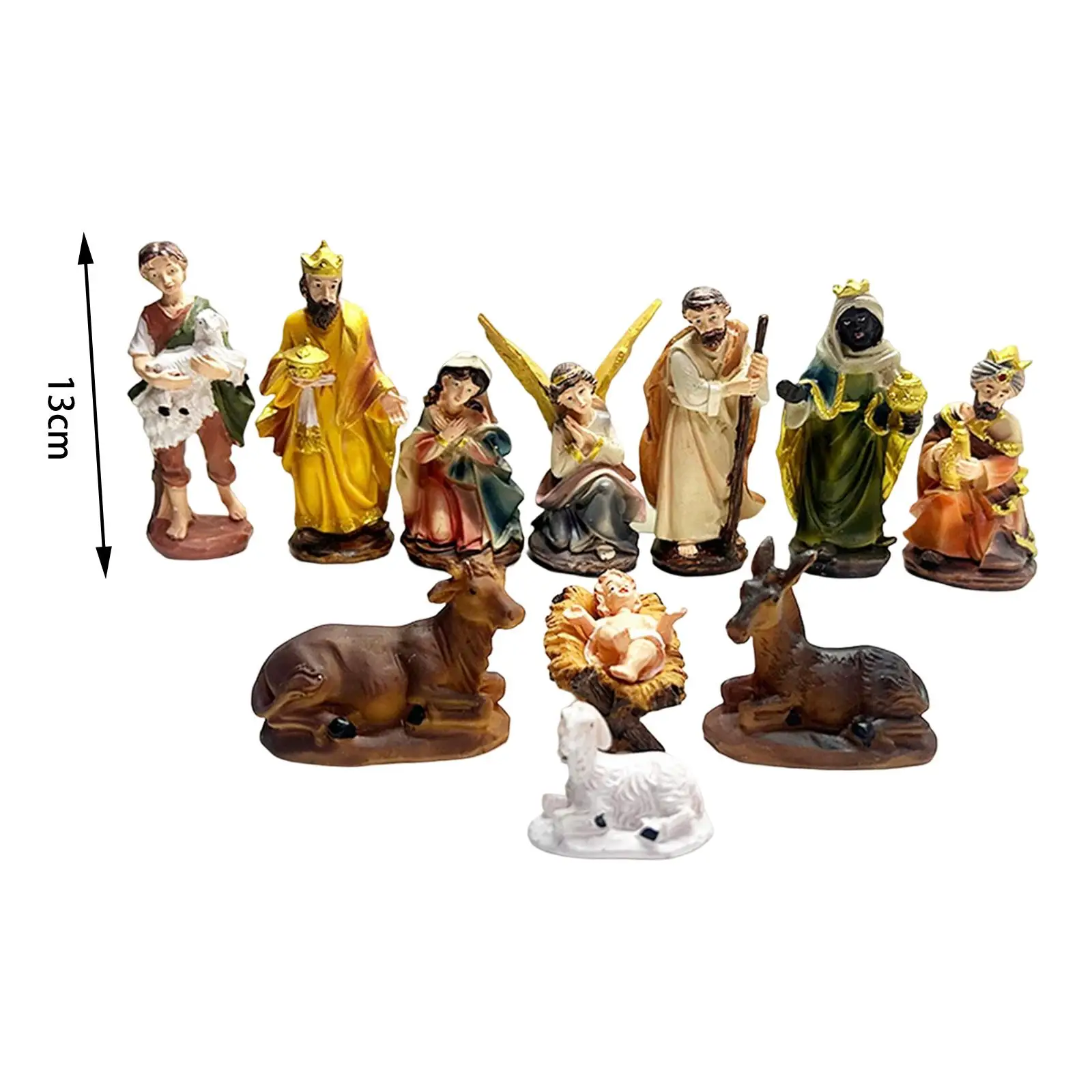 Nativity Figurine Christian Religious Sculpture Ornament Holy Family Birth of Jesus Statue Set for Office Home Xmas Gifts