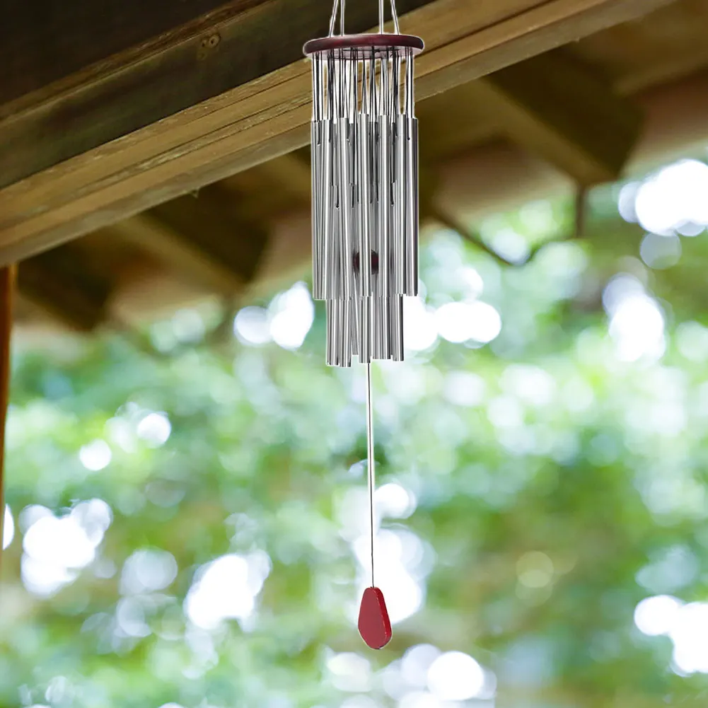 27 Tubes Silver Tube Wind Chime Anti-rust Hanging Wind Bell Outdoor Decoration Bell Multi-tube Chime for Garden Yard