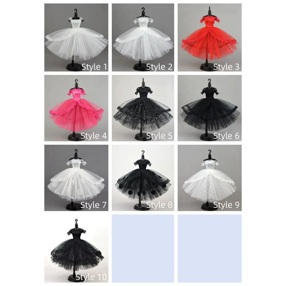 Fashion Dress Up Dress Evening Party Tutu Dotted Lace Clothes Prom Dress Mini Black Princess Dress Accessories