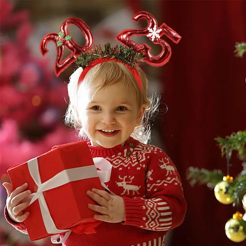Christmas Headband Xmas Elk Horn Bell Sequin Christmas Hair Band Happy New Year Photo Props Merry Decor Gifts for Kids
