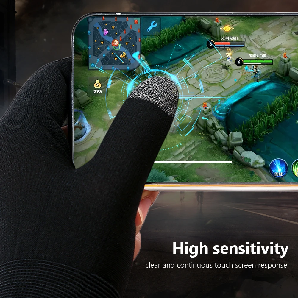 1 Pair Palm Fingertip Gloves Anti-slip Gaming Finger Sleeve Breathable Mobile Phone Finger Sleeves for PUBG Mobile Mobile Gaming