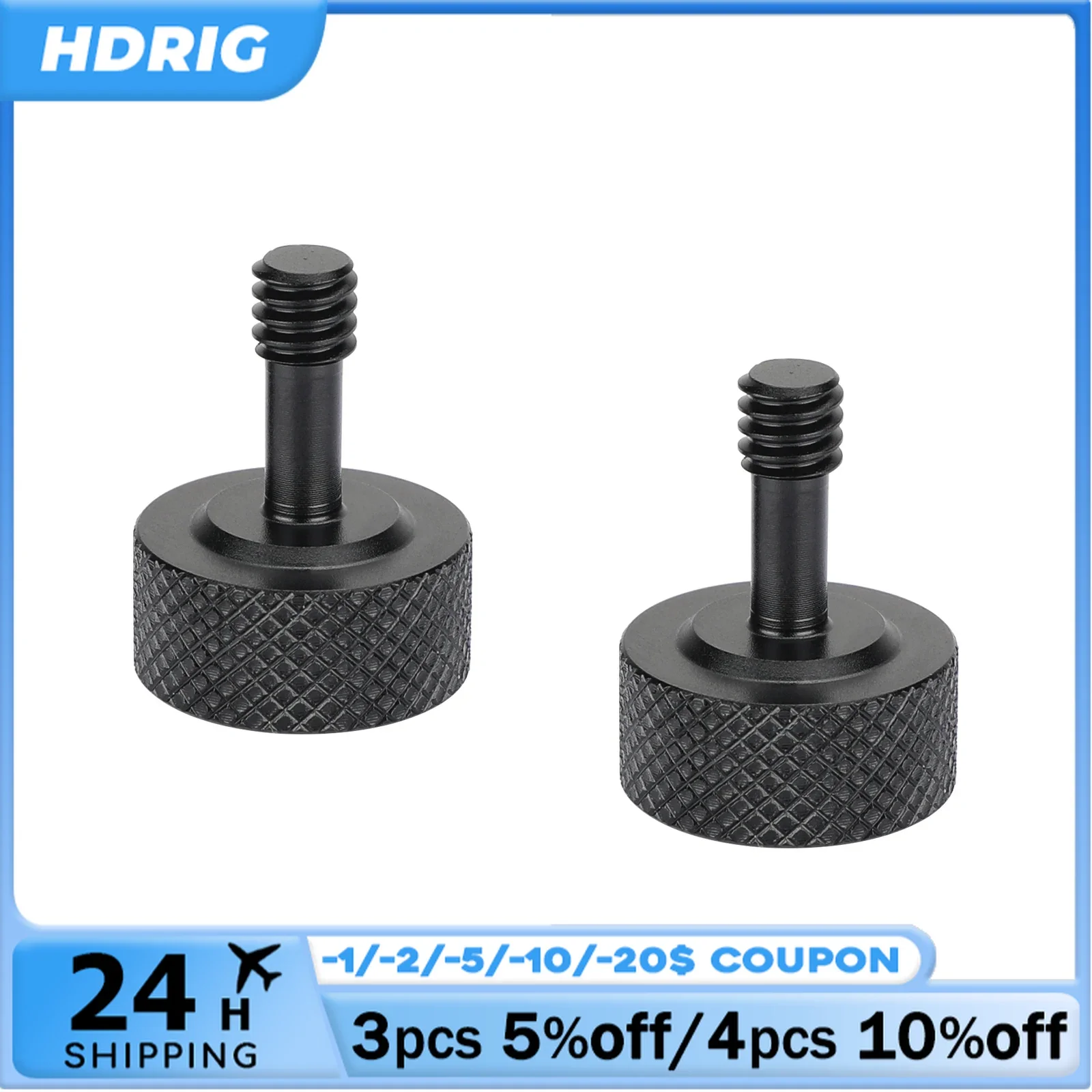 HDRIG 1/4"-20 Thread Thumb Screw Cup Head For DSLR Camera Cage Kit Accessories (A Packet Of 2 Pieces)