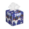 Custom Zeta Phi Beta Sorority Tissue Box Cover Square PU Leather ZOB Facial Tissues Holder for Office 1
