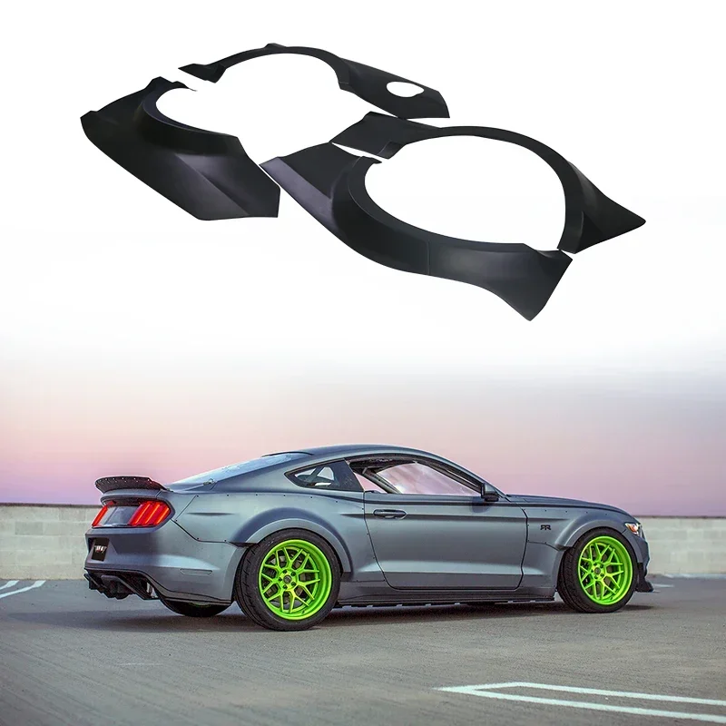 

Для 2015-2017 Ford Mustang боковые кранцы в стиле RTR широкополосное колесо из стеклопластика для бровей комплект из 4 предметов комплект внешнего кузова автомобиля