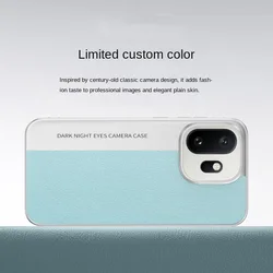Elegant Leather Color - blocked Lens Heightened All - Inclusive Protective Case - OnePlus 13s (Cyan)