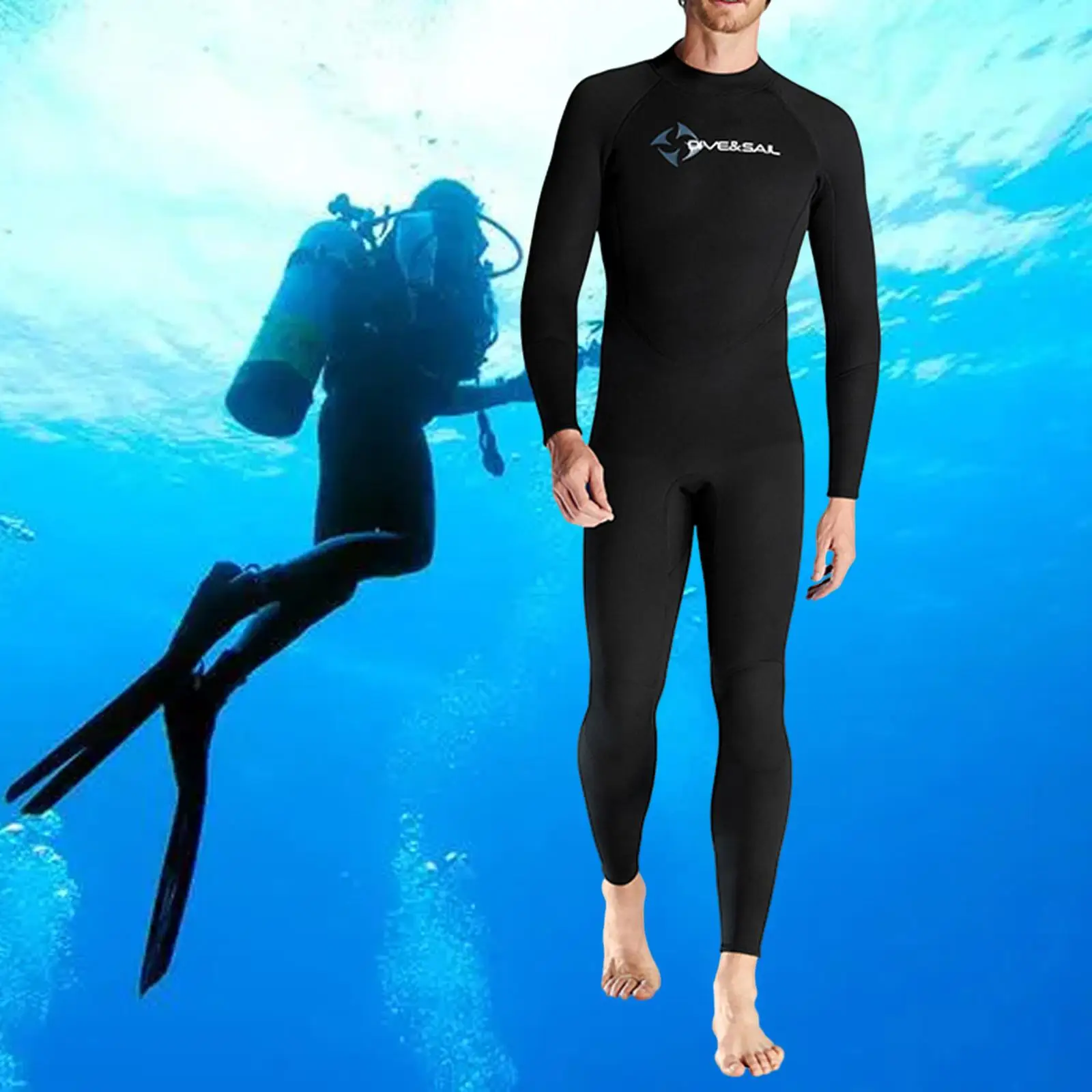 Mens Wetsuits 1.5mm Neoprene Wet Suit Back Zipper Water Resistant Diving Suit