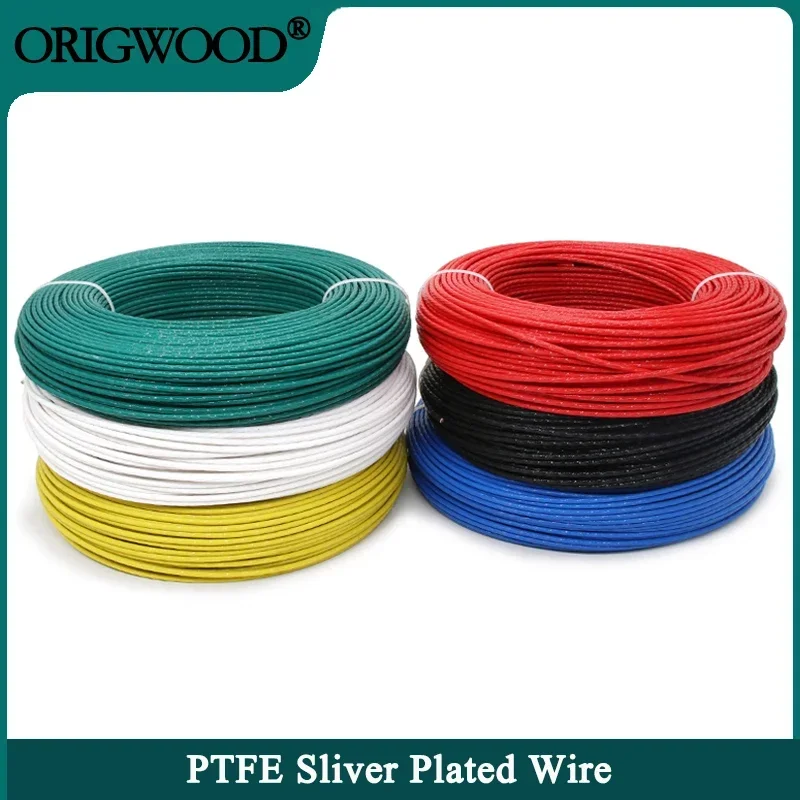 

5/10M PTFE Sliver Plated Wire 30AWG - 10AWG High Purity OFC Electronic Line Copper Headphone Signal HiFi Audio Speaker Cable DIY