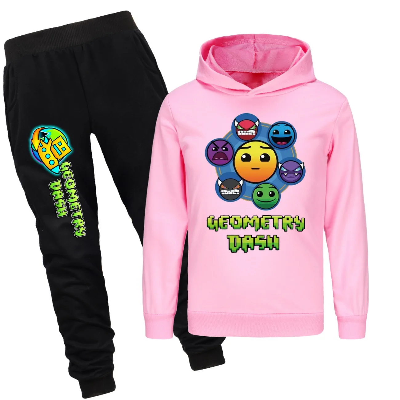 

Geometry Dash Clothes Kids Long Sleeve Hoodies Pants 2pcs Set Boys Tracksuits Baby Girls Outfits Children's Clothing Sets