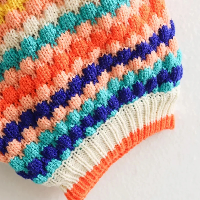 Autumn Winter Cardigan Stripe Sweater Casual Multi-color Hand Hook Loose Knit Women's Clothing Knitwear Soft Warm Female Tops 4