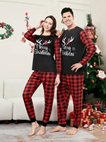 Merry Christmas Cartoon Pattern Mom Dad Kids Matching Pajamas Set 2 Pieces Suit Baby Romper Soft Loose Xmas Family Look Pyjamas 3