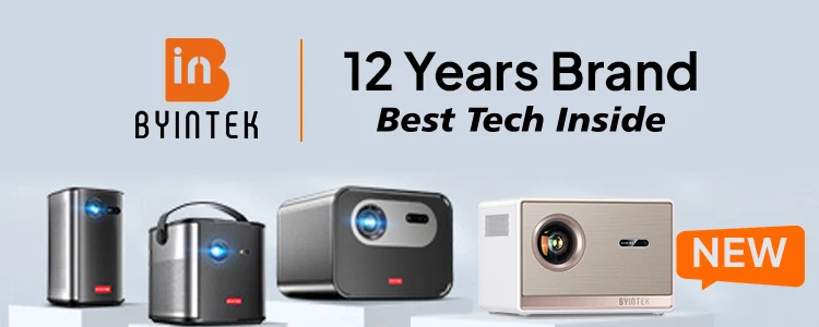 BYINTEK P70X Portable Mini Projector with Built-in Battery 4K