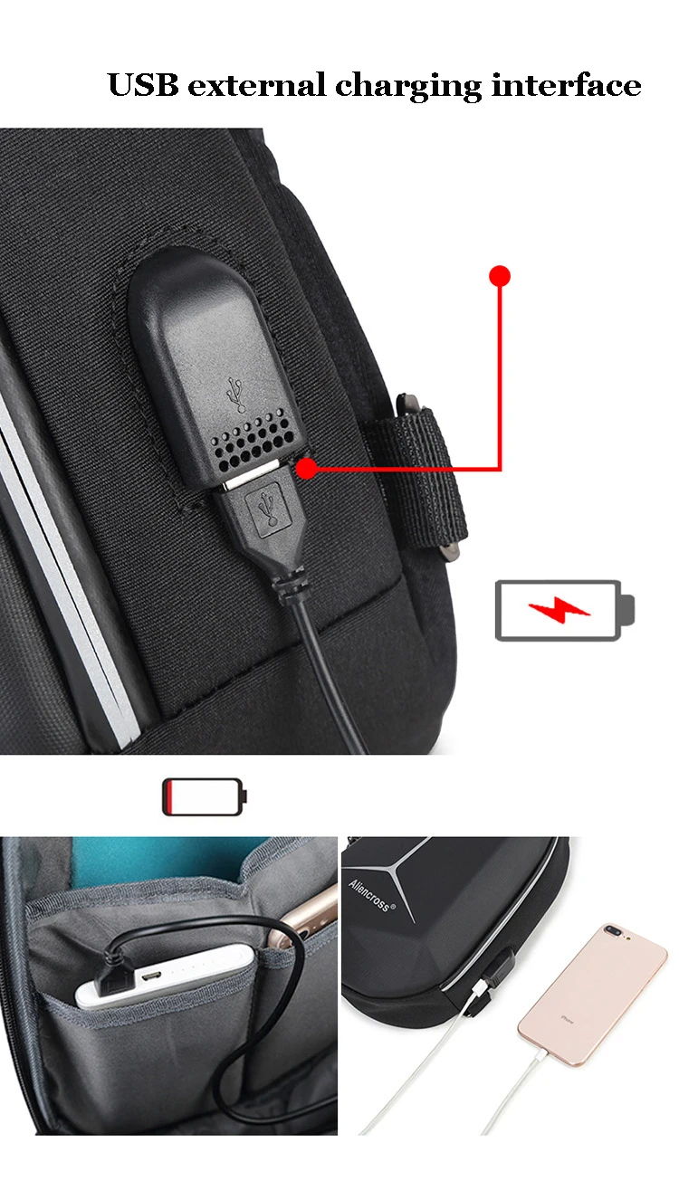 Designer Anti-theft Lock Crossbody Bag USB Charging Travel Shoulder Bag High Quality Messenger Bags Male Waterproof Chest Bag