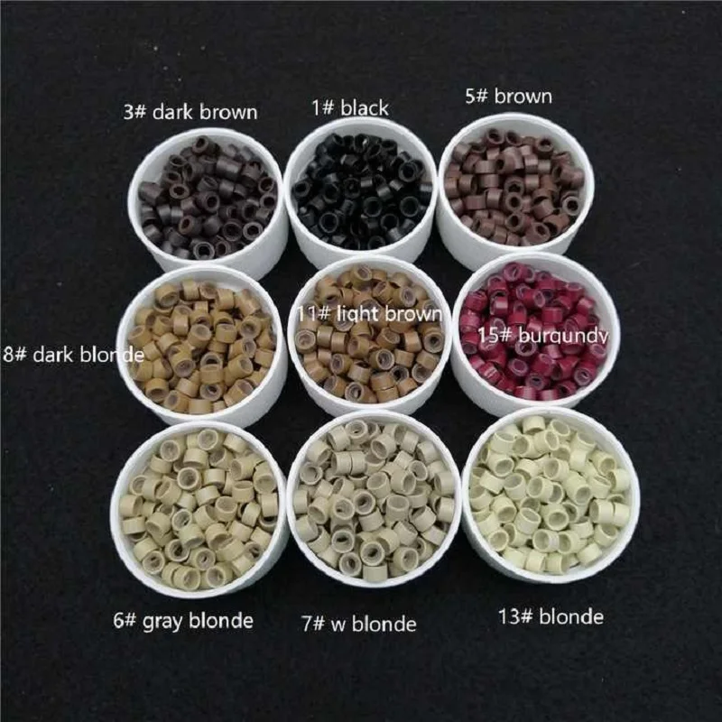 1000Pcs 5.0*3.0*3.0mm Micro Silicone Lined Rings/Links/Beads MICRO Ring Link Crimp Beads Hair Extensions Tools 4