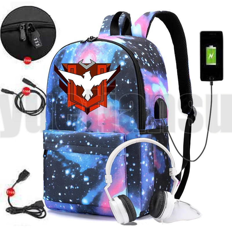 

2022 New Design Free Fire Garena Backpack Laptop USB Charging Anti-theft Business Men Bag Student Anime Bookbag Canvas Back Pack