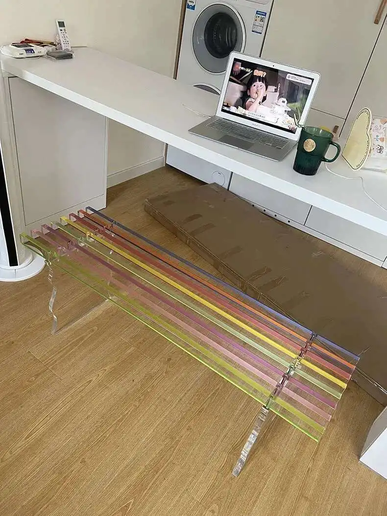 Nordic Acrylic Stools for Bedside Hallway Ottoman Rainbow Transparent Simple Creative Household Footstool for Bedroom