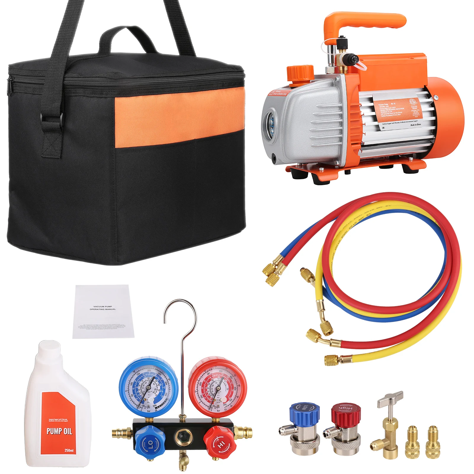 Single Stage Rotary Vane HVAC Air AC Vacuum Pump Kit
