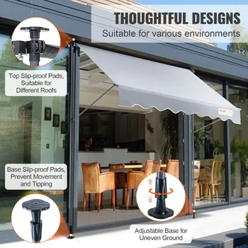 VEVOR Manual Retractable AwningAdjustable Patio Door Window Awning Canopy with 39 5