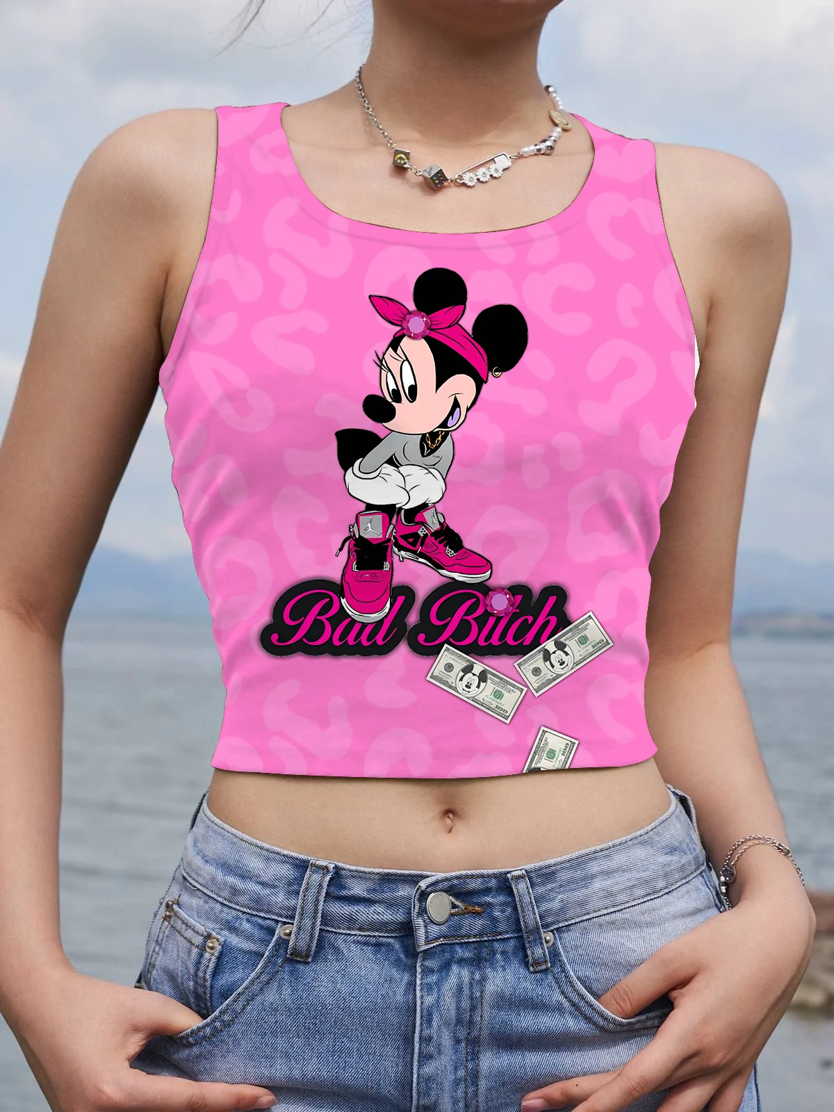 Yoga Fitness Crop Tops for Women Disney Tank Top Minnie Mouse Corset  Fashion Y2k Sexy Mickey Women's T-shirt Sleeveless Tees New - AliExpress
