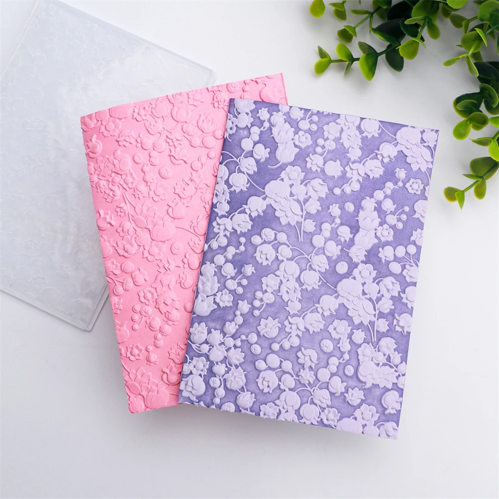 Embossing Folder 3D Rose Flower Jingle Bell Ornament Pattern for DIY Adding Texture Paper Card Background Craft Making Stencil