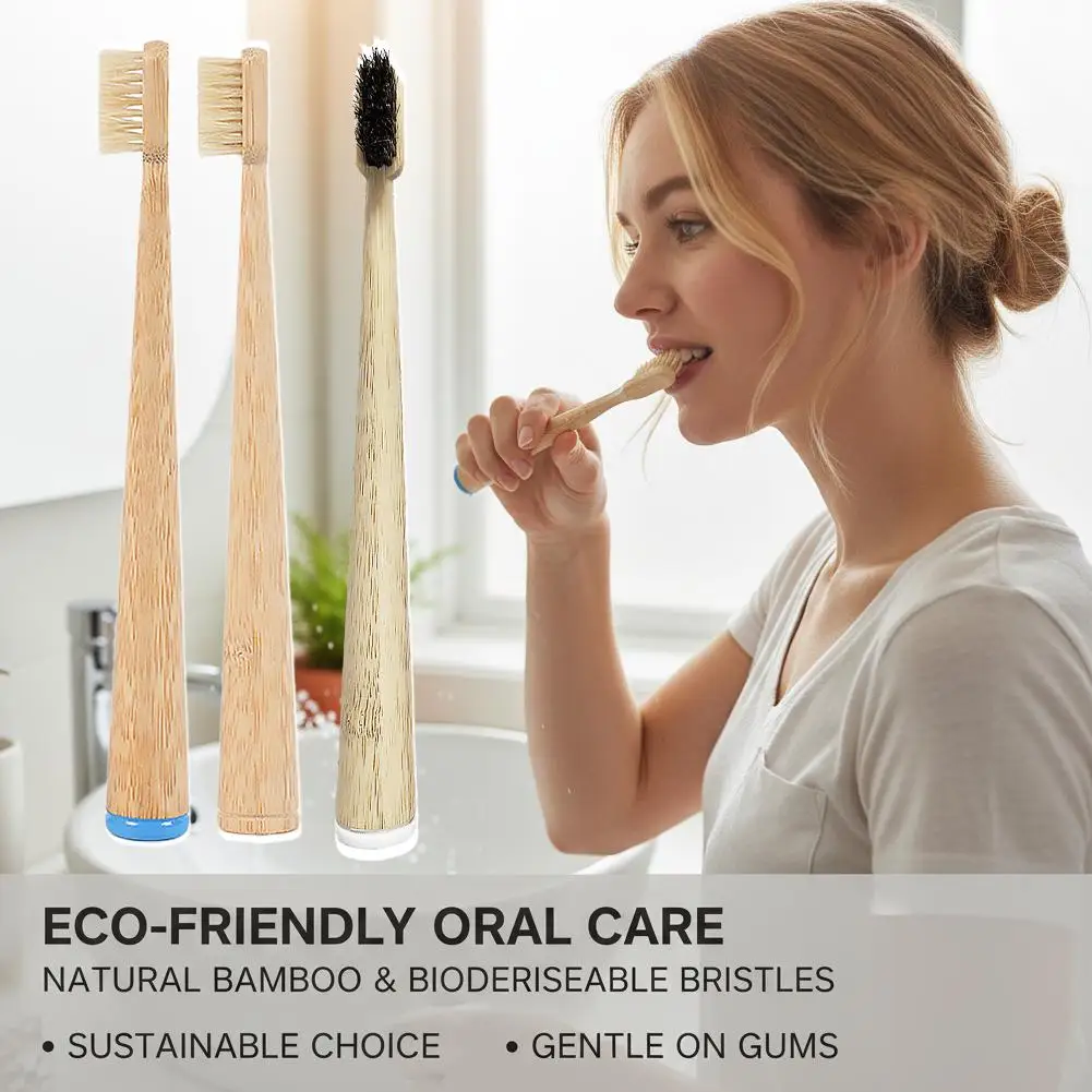 Eco-Friendly Bamboo Toothbrush with Soft Bristles for Sensitive Teeth and Gum Care