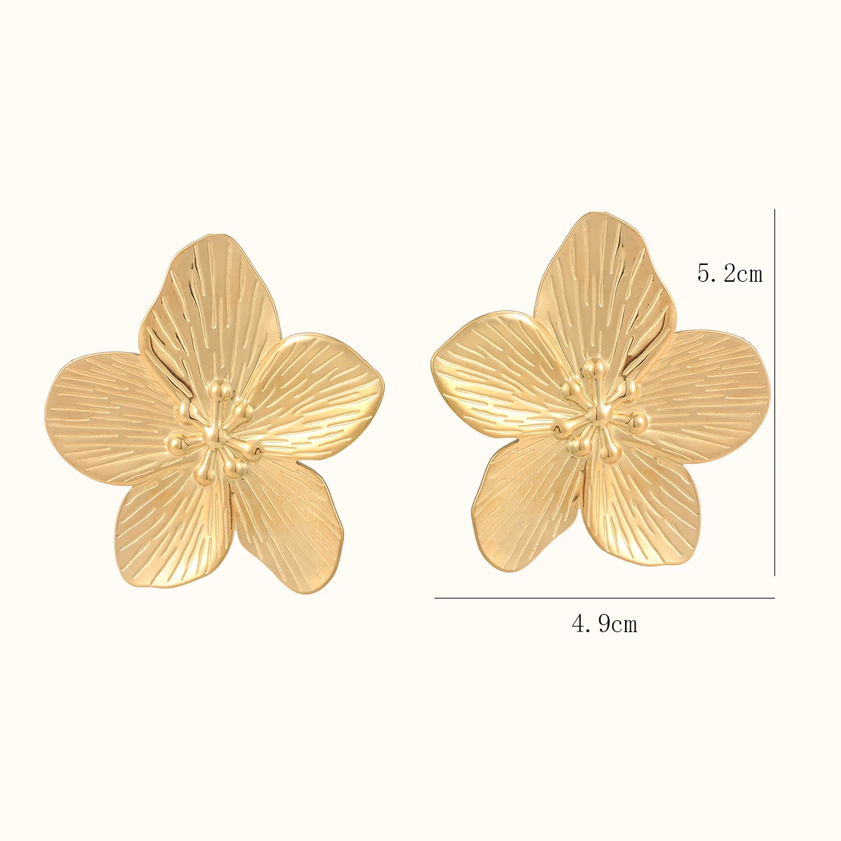 Mode Frauen Vergoldet Textur Edelstahl Tropfen Aussage Ohrringe Aretes Acero De Inoxidable Mujer – Detail 6