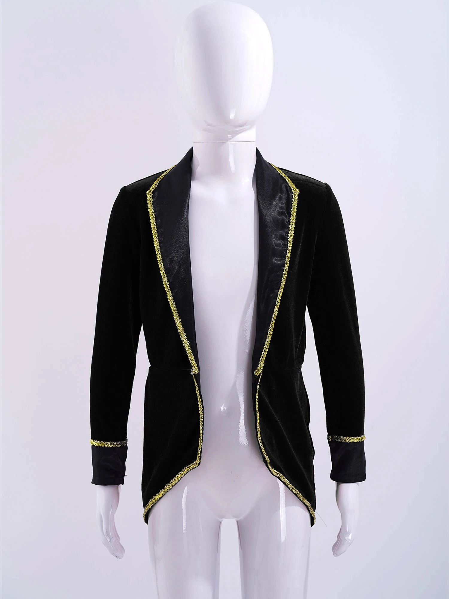 Kids Girls Boys Tuxedo Tailcoat Long Sleeve Ringmaster Circus Show Performance Costume Halloween Showman Cosplay Jacket Outfit 2