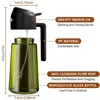 470ML Dark Green Glass Oil Dispenser 2-in-1 Light-Blocking Olive Oil Sprayer Bottle for Kitchen Cooking  Salad Dressing 3