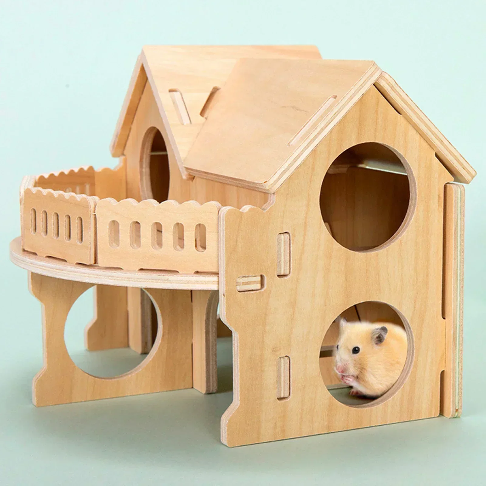 Wooden Hamster Seesaw Swing & Climb Toy Fun DIY Cage Accessory for Small Pets