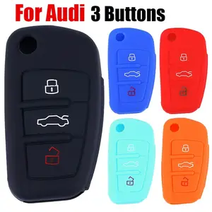 mt-key Schlüsseltasche Autoschlüssel Softcase Silikon Schutzhülle Rosa, für Audi  A4 S4 Q7 Q5 TT RS A5 S5 3 Tasten KEYLESS SMARTKEY