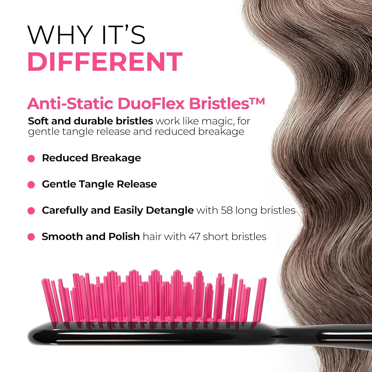 Heat UNbrush Detangling Brush for Pain-Free Brushing on All Wet or Dry Hair Types Durable DuoFlex Anti-Static Bristles 3