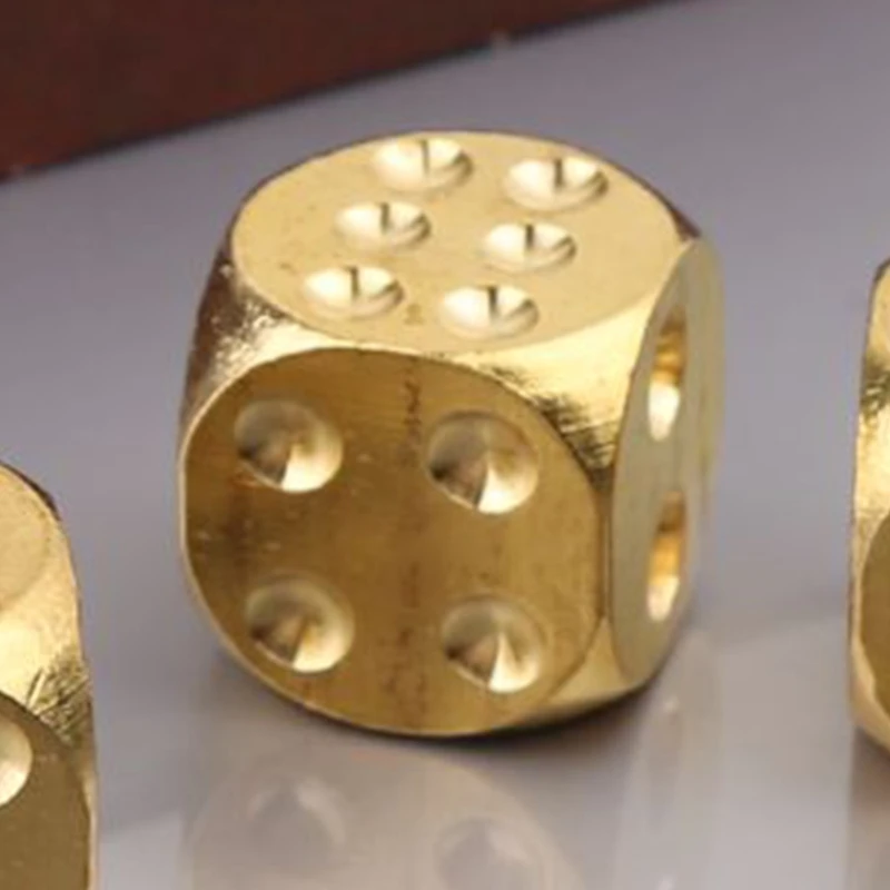 6 Pcs Board Games Brass Solid Four Sided Dices Math Counting Teaching Props