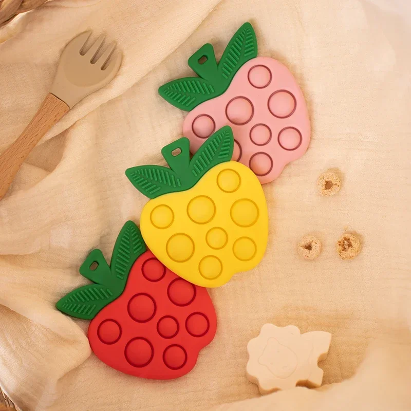Cute Apple Baby Silicone Teethers Food Grade Infant Nursing Teething Toys for Boys Girls Newborn Gift BPA Free Baby Accessories 2