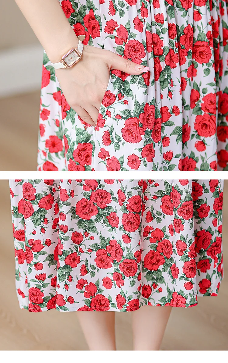 Vintage Gedruckt frauen Nachthemd Lose Baumwolle Nachtwäsche Frau Kurzarm Sommer Nacht Kleid Große Größe Hause Kleidung XL-5XL – Detail 24