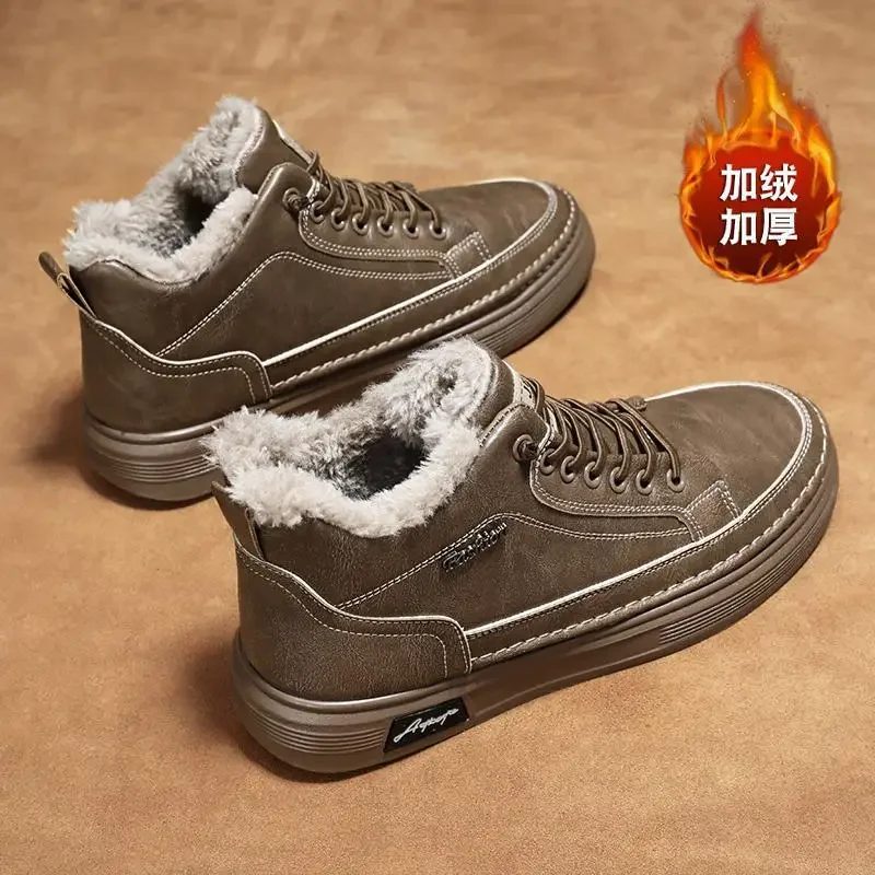 

Dr. Men's 2023 Autumn New High-Top Men's Leather Boots Low-Top British Style Ankle Boots Fleece-Lined Cotton Boots
