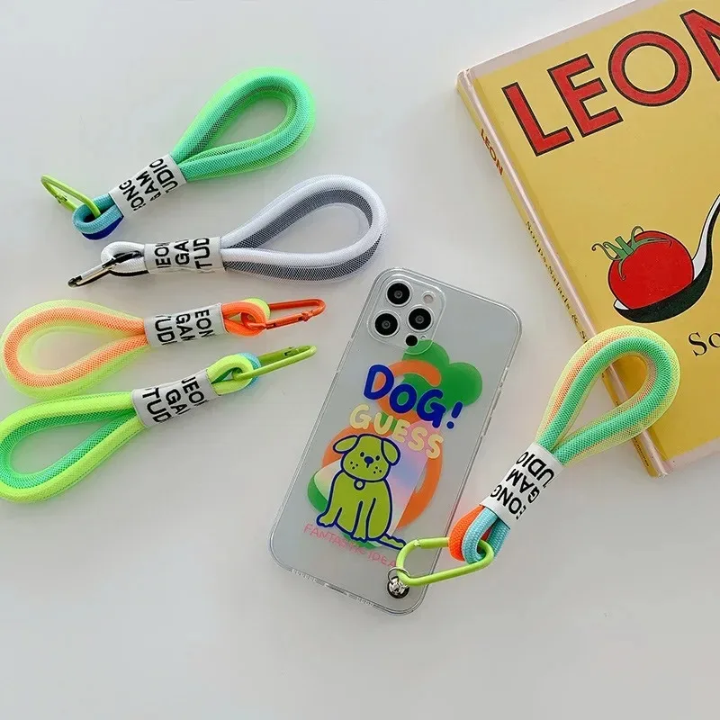 Fashion Creative Iridescent Braid Rope Keychain Two-tone Key Ring for Backpack Pendant Accessories Portable Hanging Cord Jewelry