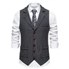Men's Suit Vest Fashion Turn-Down Collar Pockets Suit Vests England Style Smart Casual Vintage Gentleman Leisure Party Waistcoat 2