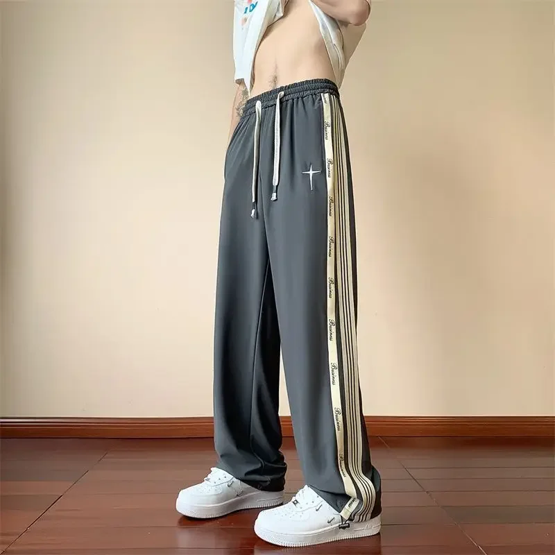 thumbnail image 1 of Pantalones casuales para hombre, tendencia, pantalones largos de poliéster rectos para hombre, estilo coreano, tallas grandes, ropa de calle elegante y moderna, moda 2024, 1 of 5