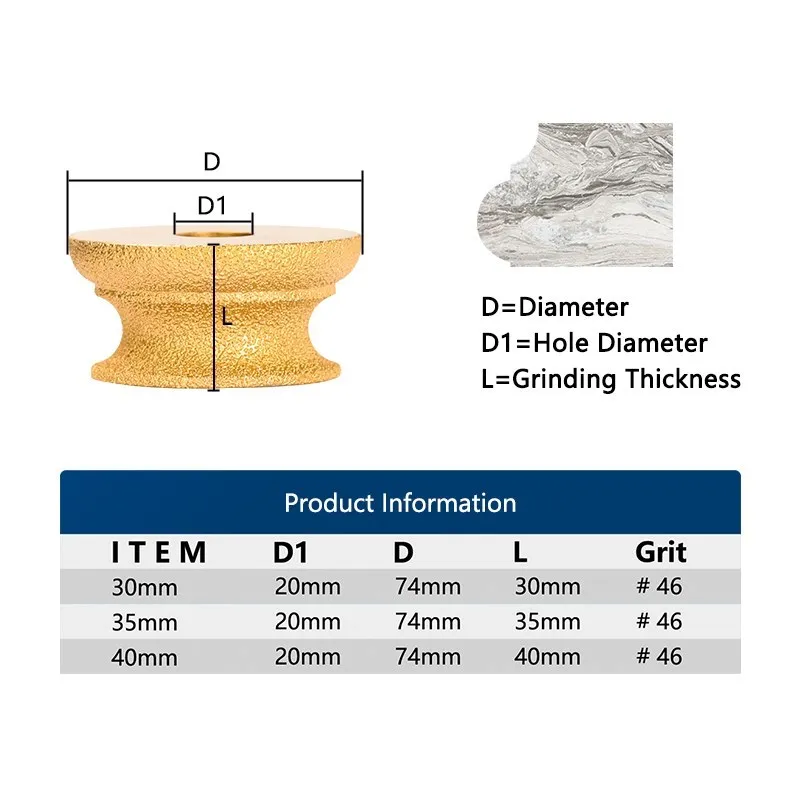 XCAN Trockenen Vakuum Gelötete Diamant Schleifen Rad Rand Profil Schleifen Disc für Winkel Grinder Bohrung 20mm Durchmesser 3 zoll/75mm – Detail 12
