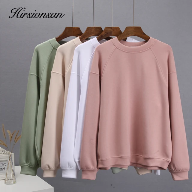 Hirsionsan Soft Cotton Sets Women 2022 New Casual Two Pieces Long Sleeve Sweatshirt & High Waist Shorts Solid Outfits Tracksuit 4