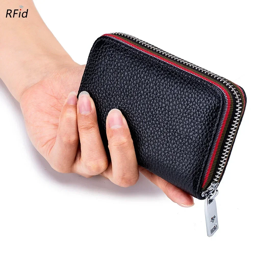 New Organ Card Bag for Men and Women RFID Genuine Leather Card Wallet Unisex Credit Holder ID Holder Coin Purse Coin Pouch