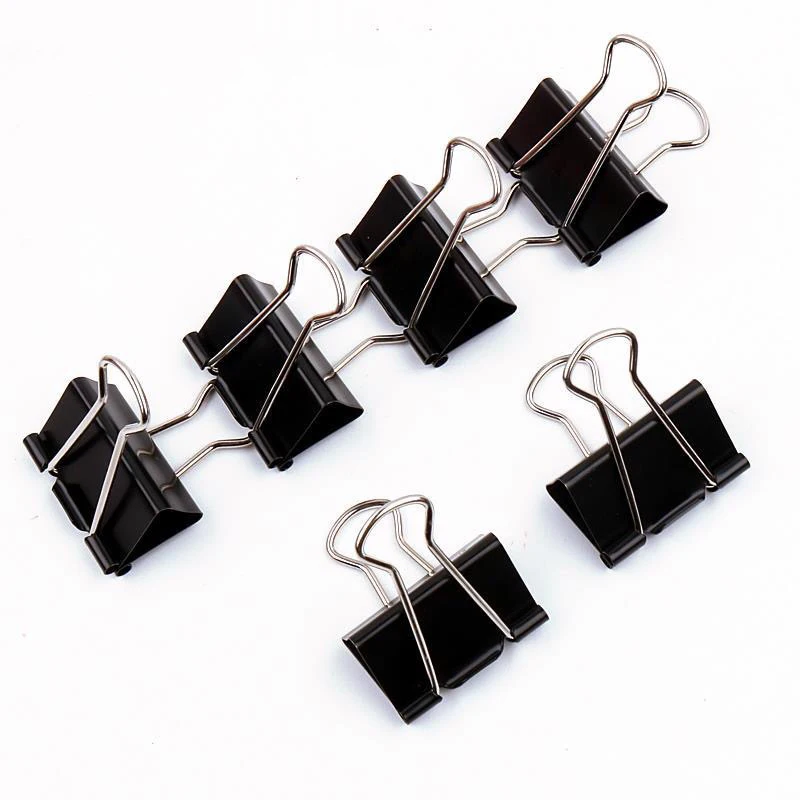 30/60Pcs 블랙 메탈 바인더 클립 다기능 롱 테일 클립15mm 편지 용지 클립 사무용 문구 용품 바인딩