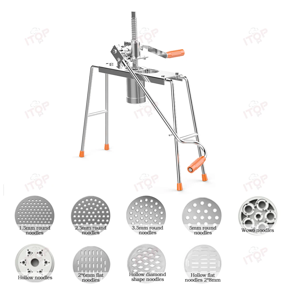 Manual Noodles Maker Pasta Pressing Machine Made of Stainless Steel 9 Changeable Dough Moulds Household Spaghetti Maker