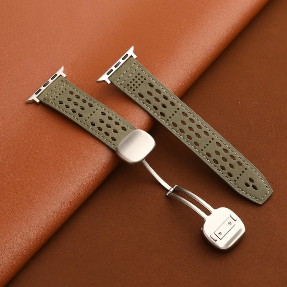 Deluxe Magnetic Leather Watch Band – Breathable Bracelet Design