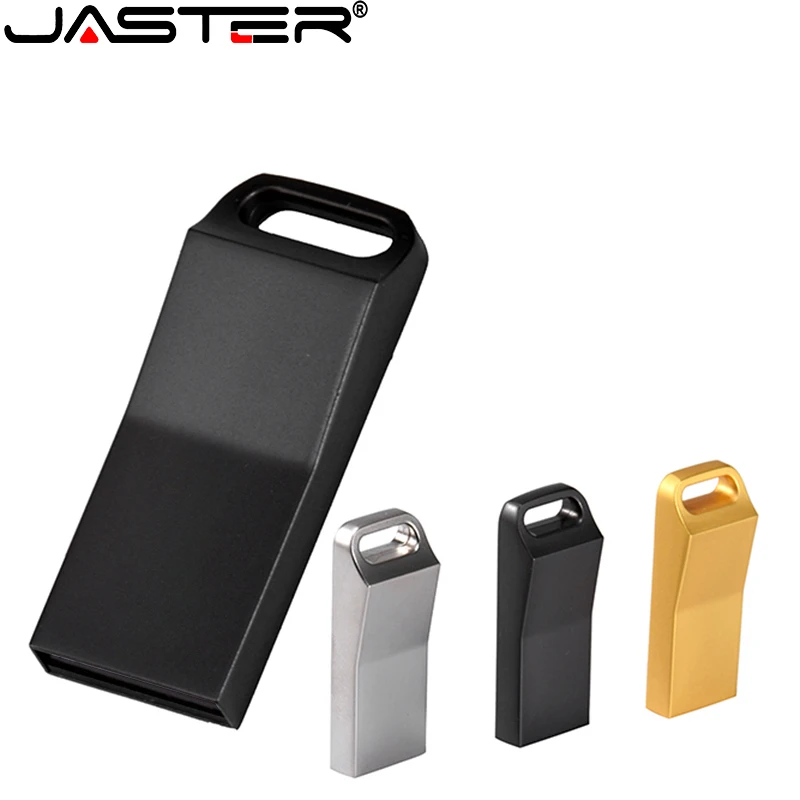 

JASTER Metal USB Flash Drives 128GB Creative Gift USB Stick 64GB Free Key Ring Pen Drive 32GB 16GB Golden USB Stick 8GB 4GB
