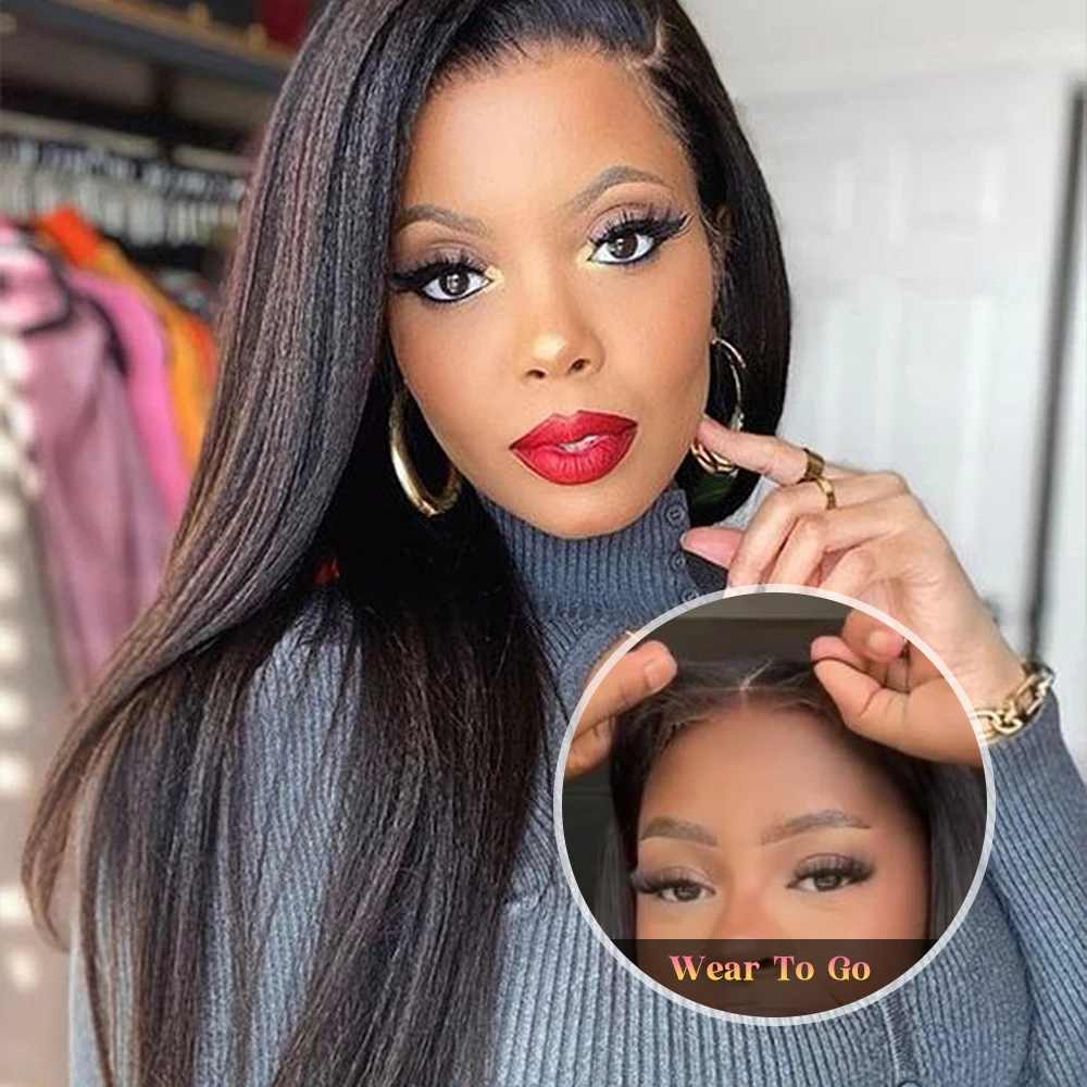 

Kinky Straight Human Hair Wigs Glueless Wig Human Hair Ready To Wear 4x4 Hd Lace Closure Wig Human Hair Wigs For Women Brazilian