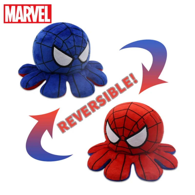 Marvel Plush Doll Avengers Spiderman Iron Man Captain America Hulk Thanos Octopus Plush Cartoon Toy That Can Be Flipped Kid Gift captain marvel liberation run